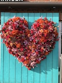 red and green floral wreath