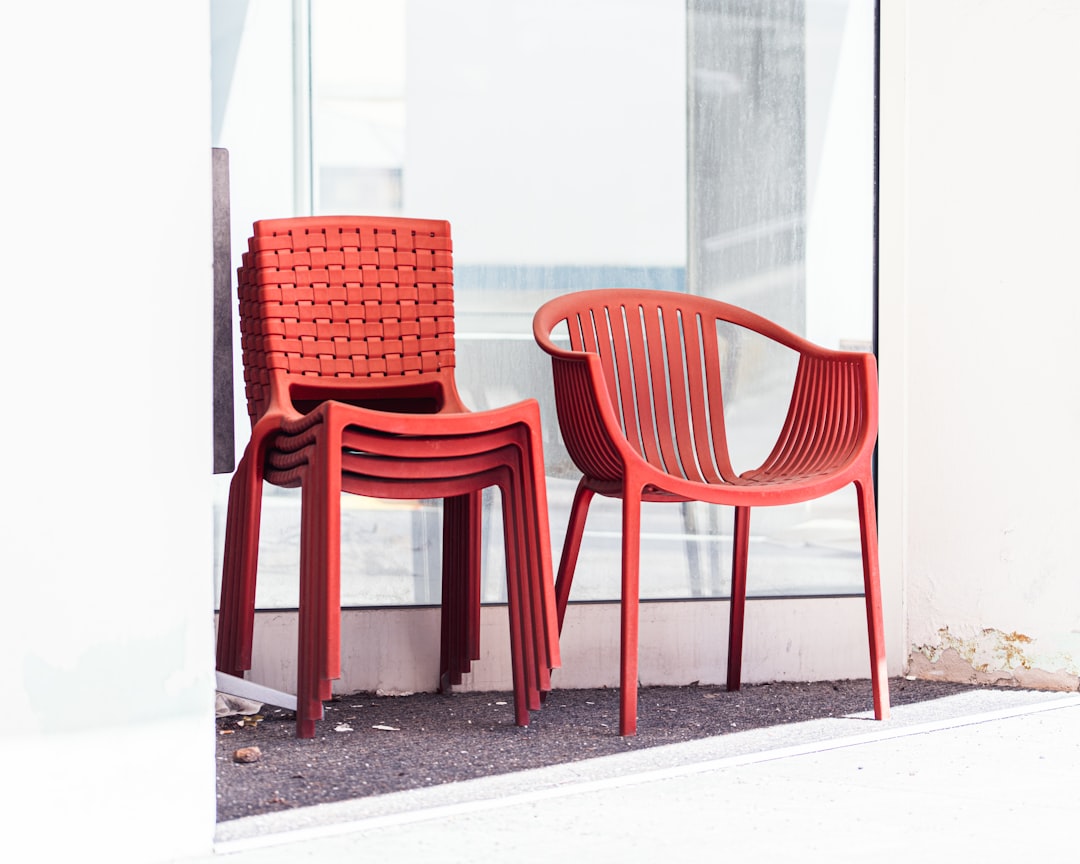 red wooden chair on white floor