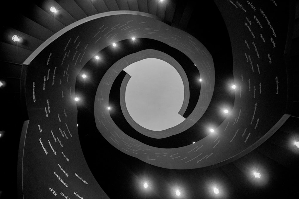 black and white spiral illustration