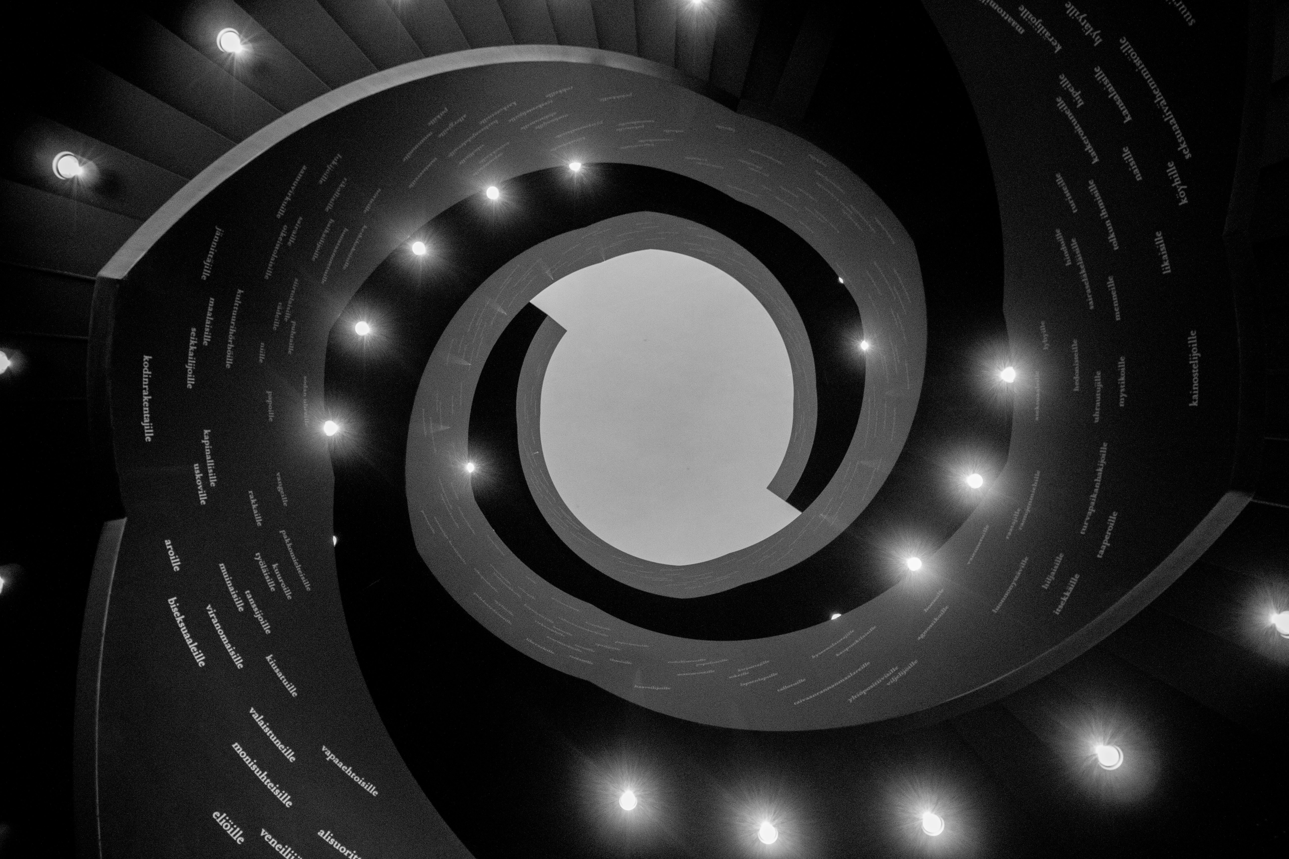 black and white spiral illustration