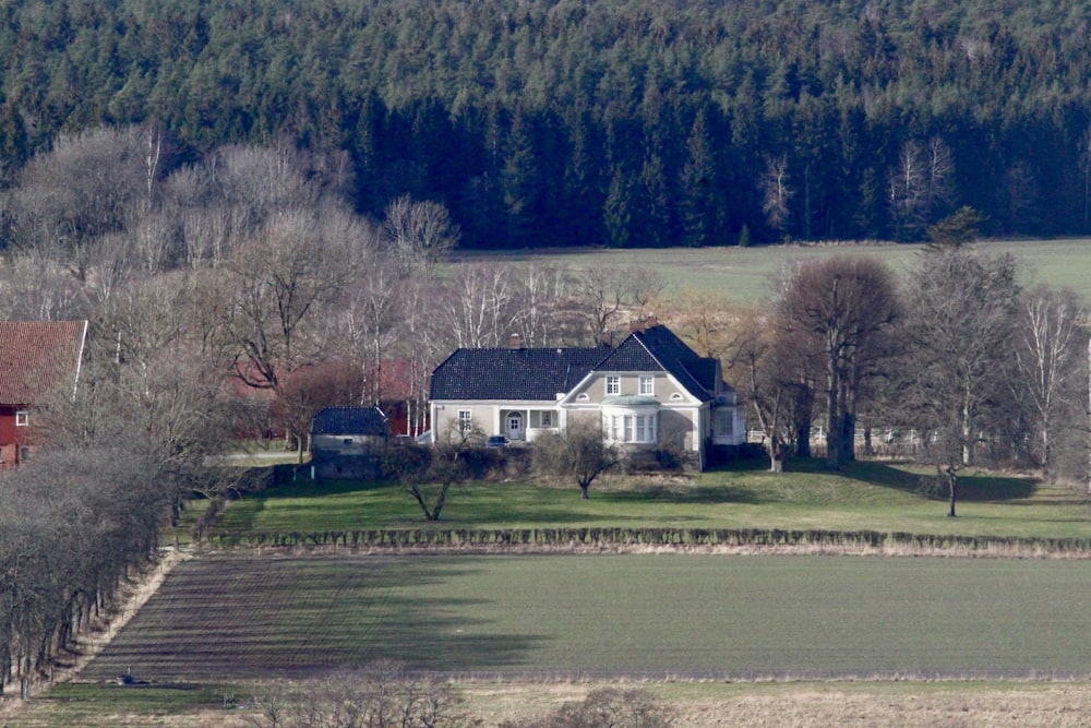 white and brown house near green trees during daytime