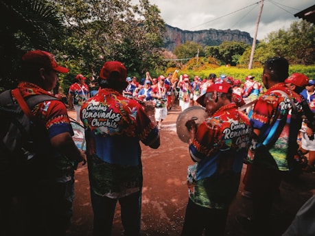 A lively group of kids playing colorful musical instruments outdoors, surrounded by animated musical notes and playful monsters.