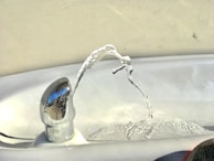 A close-up of a gravity-fed water system in action.