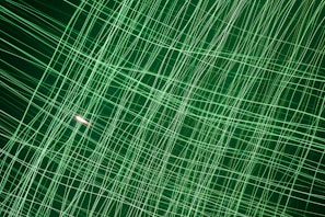 green and white plaid textile