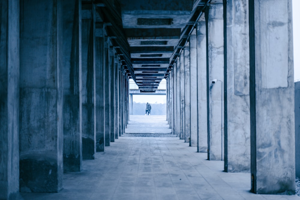 gray concrete hallway with no people