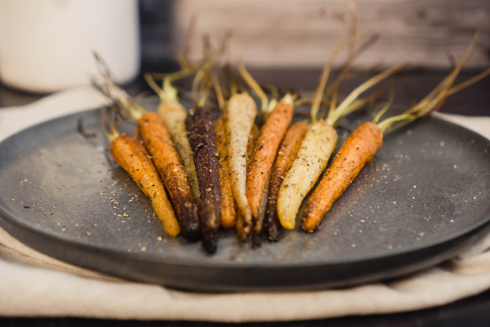 fried food on black plate