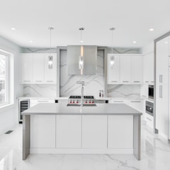 white wooden kitchen cabinet with mirror