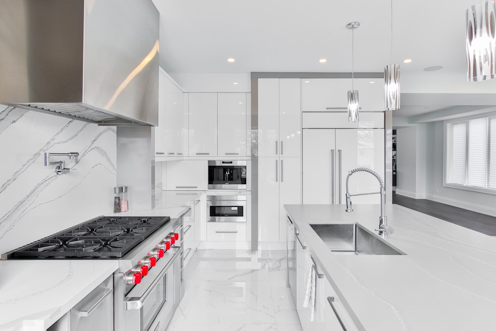 white and black kitchen cabinet