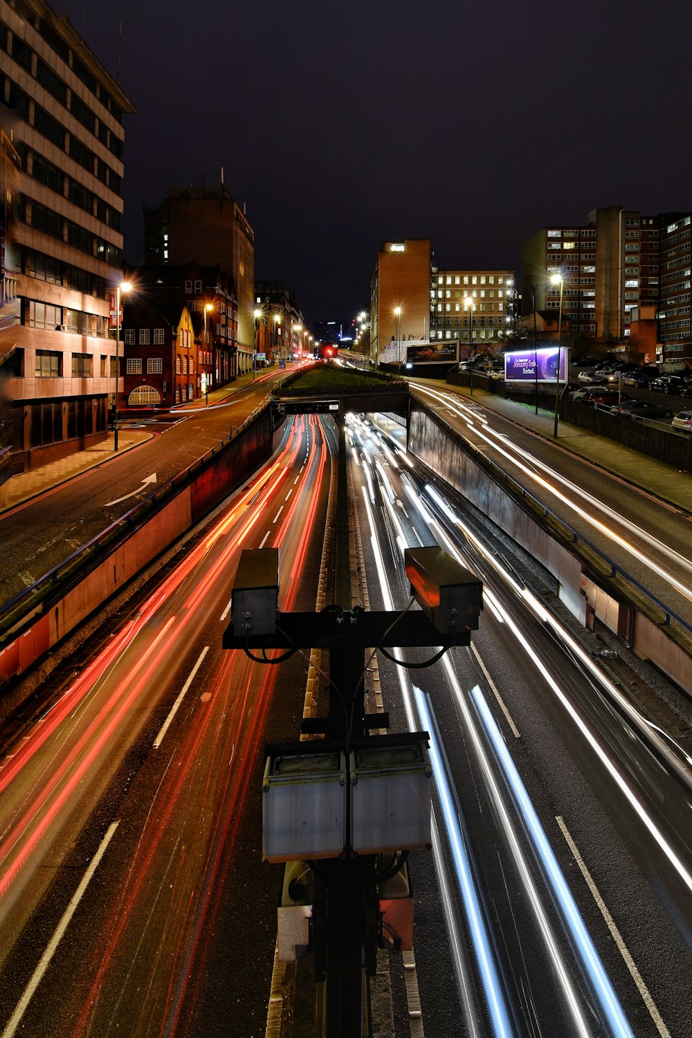 cars on road during night time