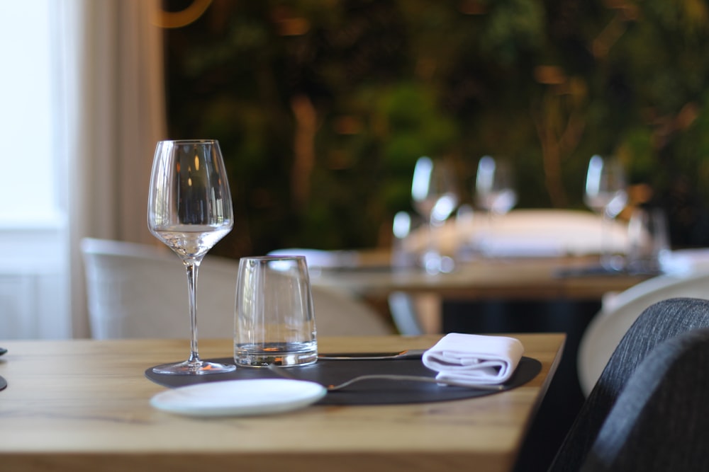 clear wine glass on table