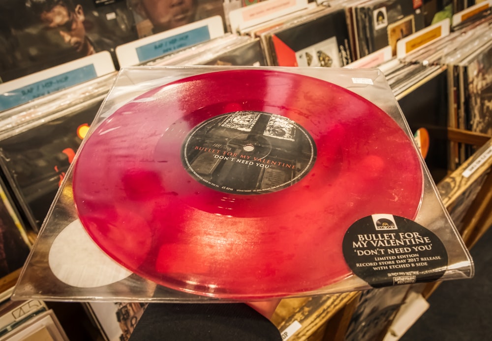 red and black vinyl record