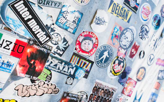 white red and black stickers