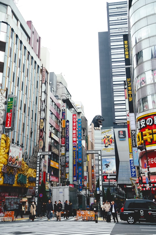 people walking on street near high rise buildings during daytime in Godzilla Head Japan