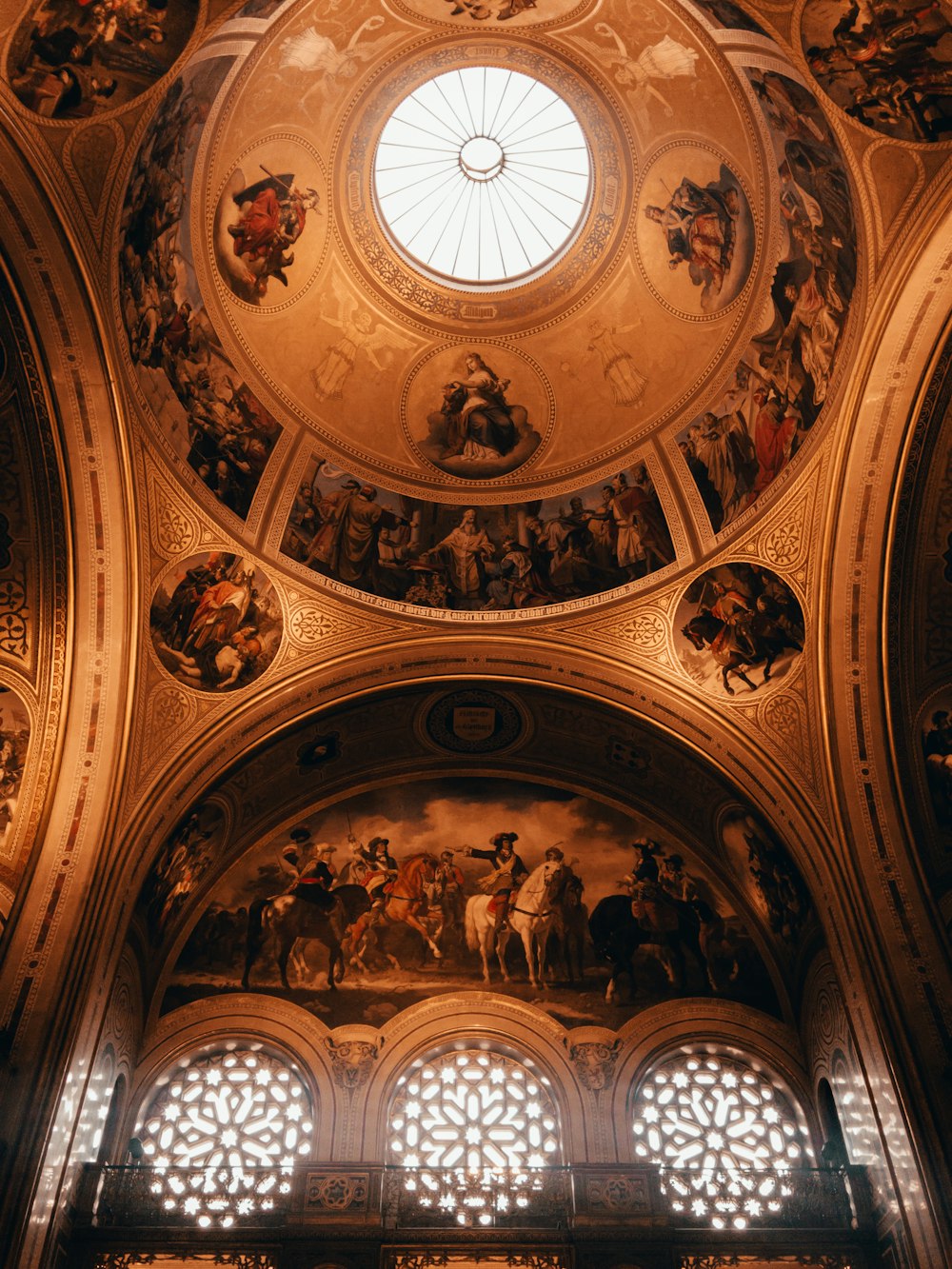 brown and white ceiling with glass