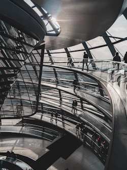 black and white spiral staircase