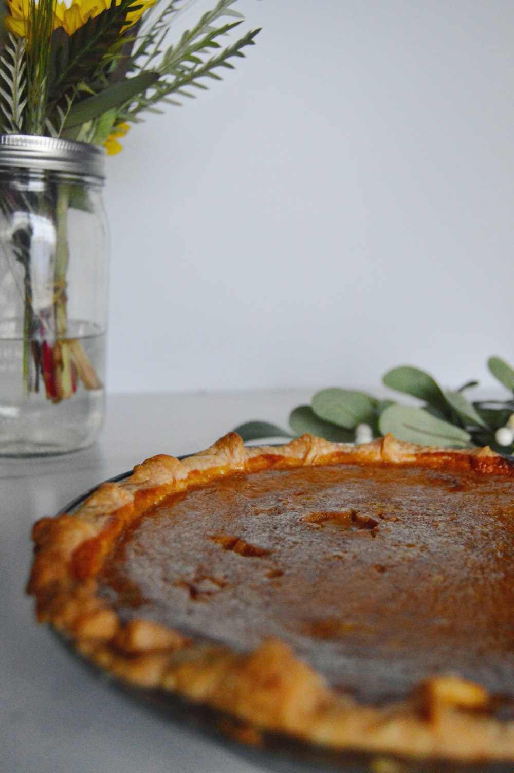 pie on white ceramic plate