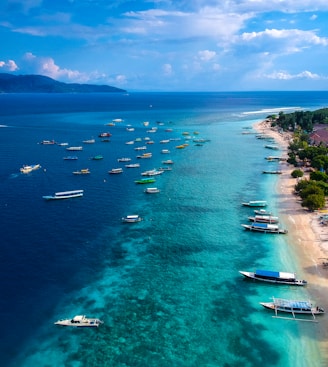 aerial view of boats on sea during daytime