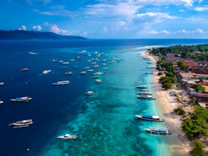 aerial view of boats on sea during daytime