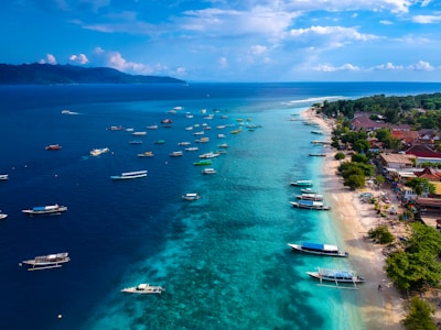 aerial view of boats on sea during daytime
