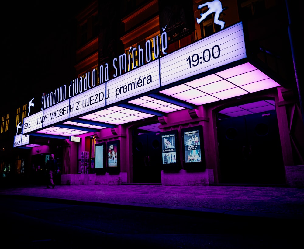 purple and white lighted building during night time