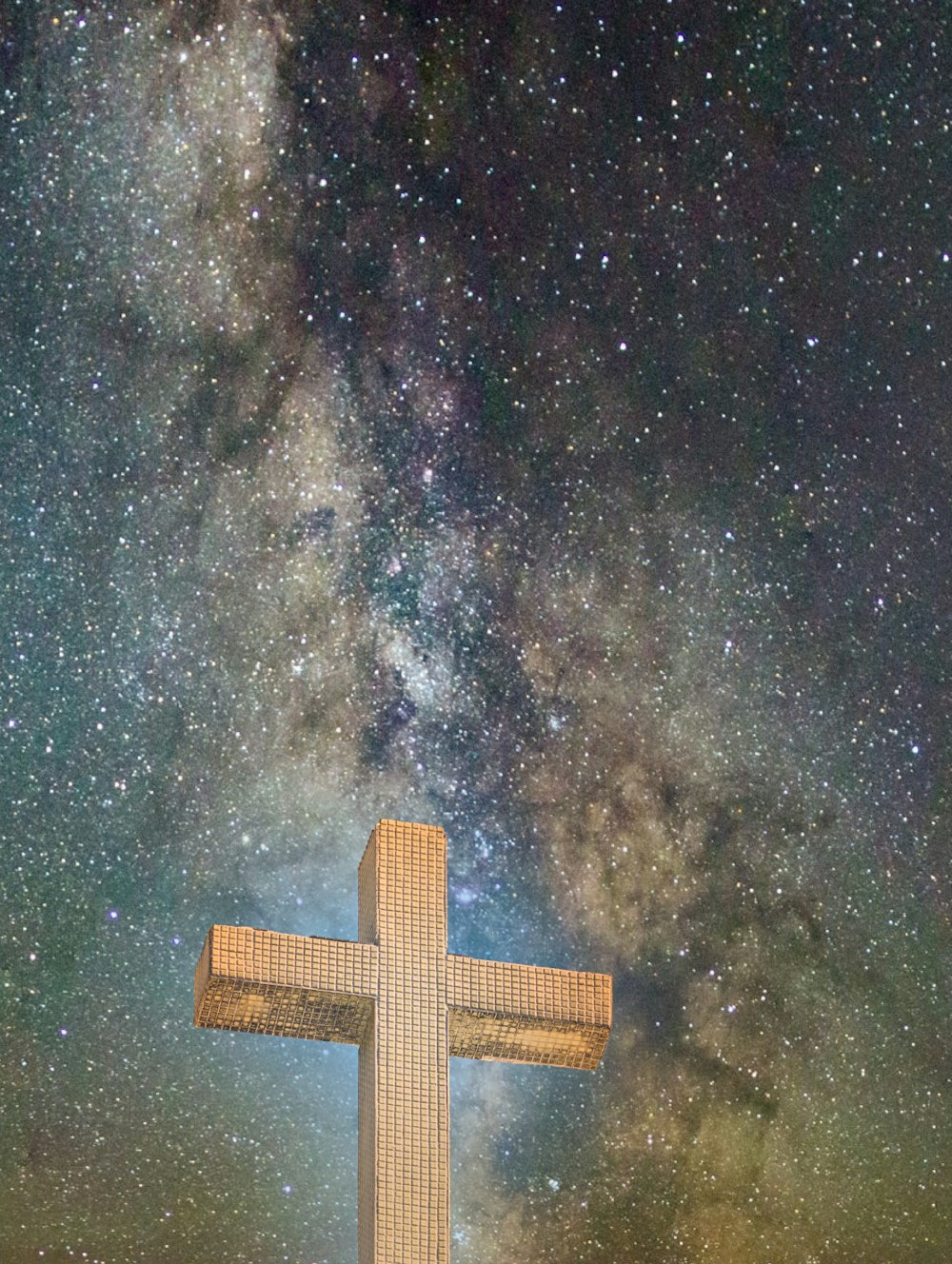 brown cross on black and white surface