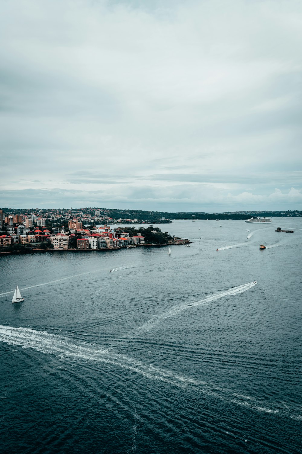 cargo rouge sur la mer sous des nuages blancs pendant la journée