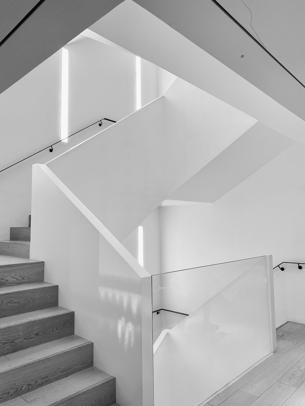 white and black spiral staircase