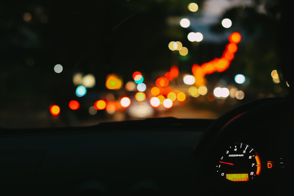 bokeh lights on a car