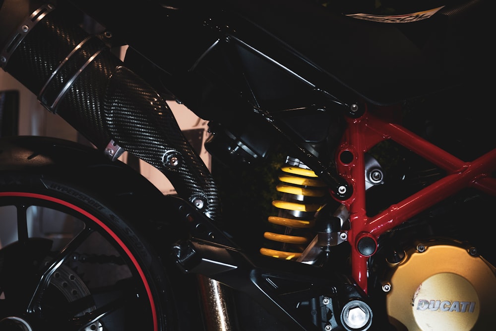 black and red motorcycle engine