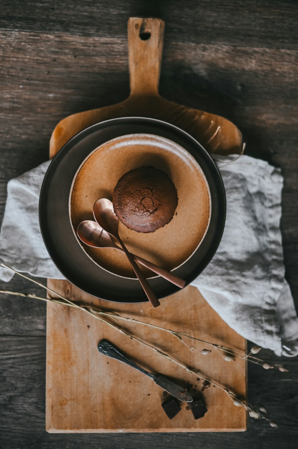 brown wooden ladle on brown round bowl