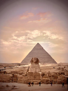 A scenic view of the Pyramids of Giza.