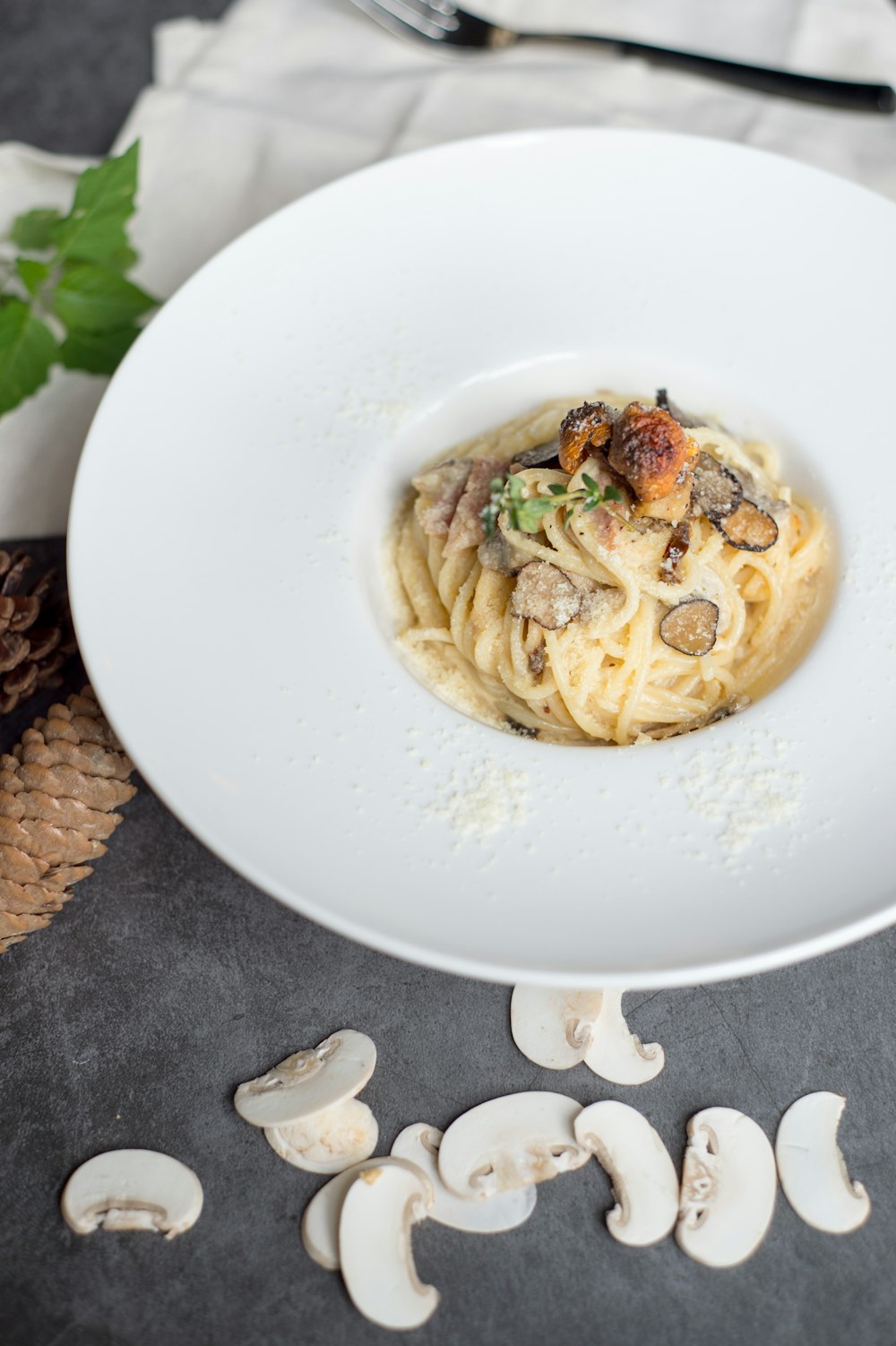 pasta dish on white ceramic plate