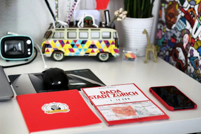 red and white box on white table