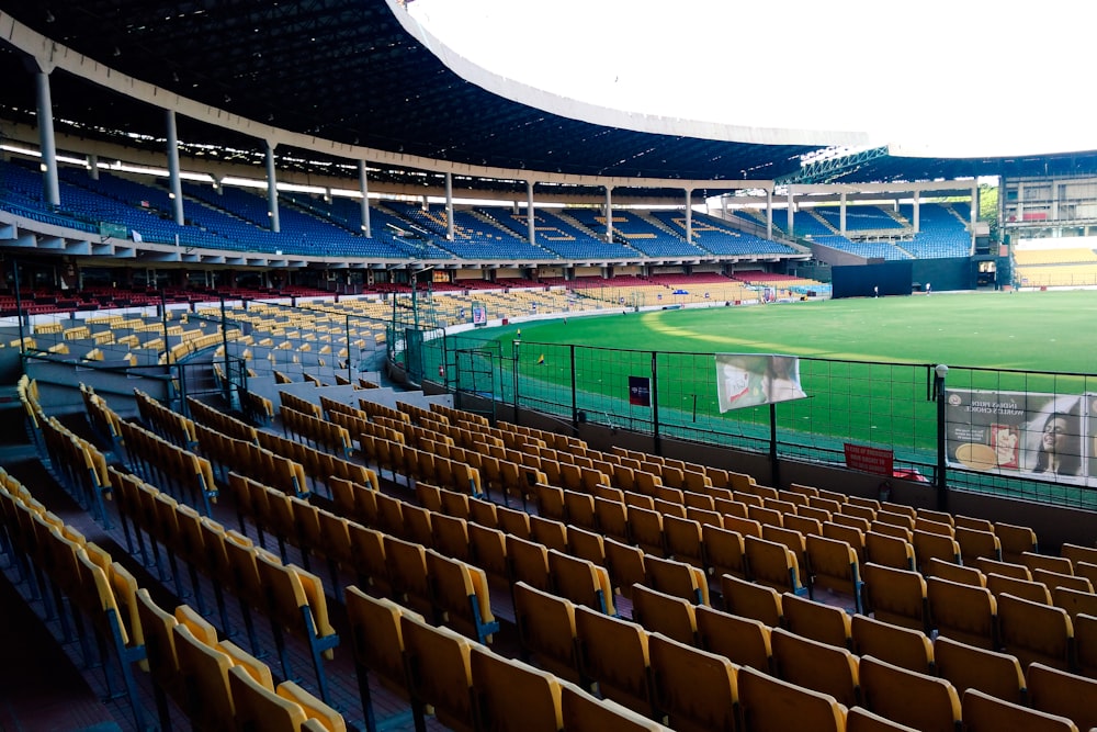 blue and black chairs on stadium