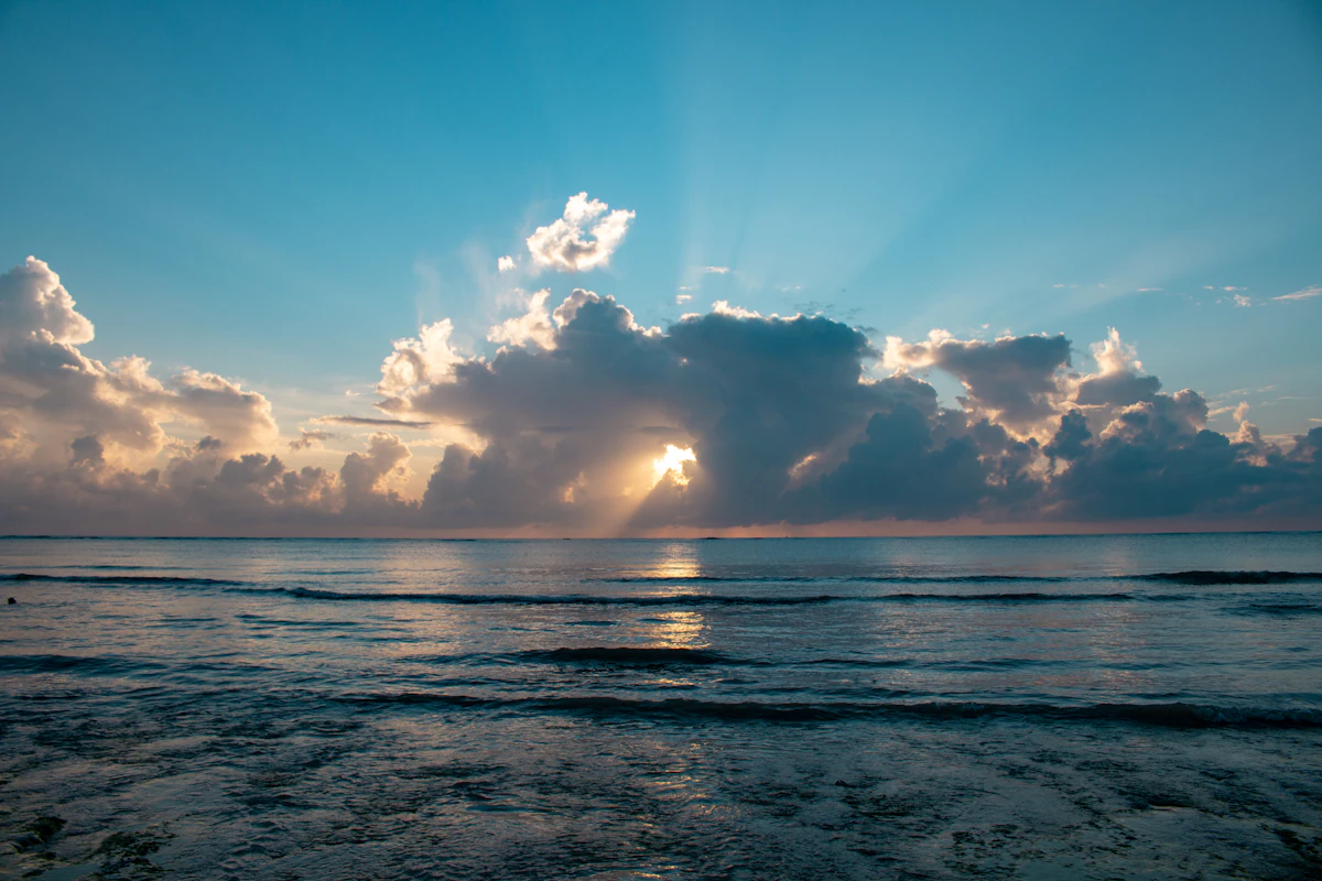 Sunset over the ocean on Kenya's north coast near Mombasa