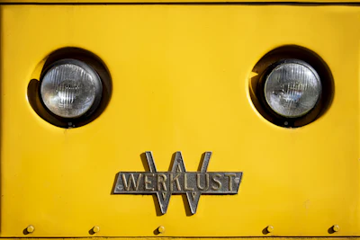 Yellow headlights that look like a face