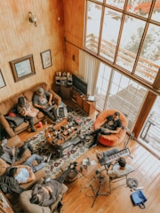 people sitting on floor inside room