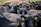 A group of black cattle closely packed together in a field, each with yellow identification tags on their ears. The cows appear calm, and small flies are visible around them.
