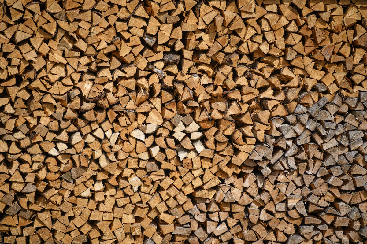 Ciocchi di legna da ardere preparati per lo stoccaggio e la consegna / pelletdevillahermosa.com / Pellet de Villahermosa
