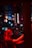 A vibrant bar scene with colorful drinks and neon lights illuminating the atmosphere.