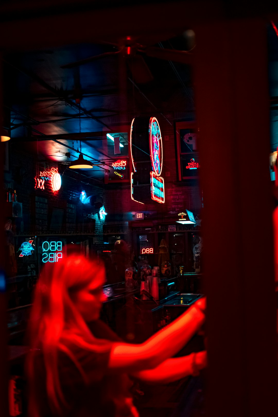 red and white neon light signage