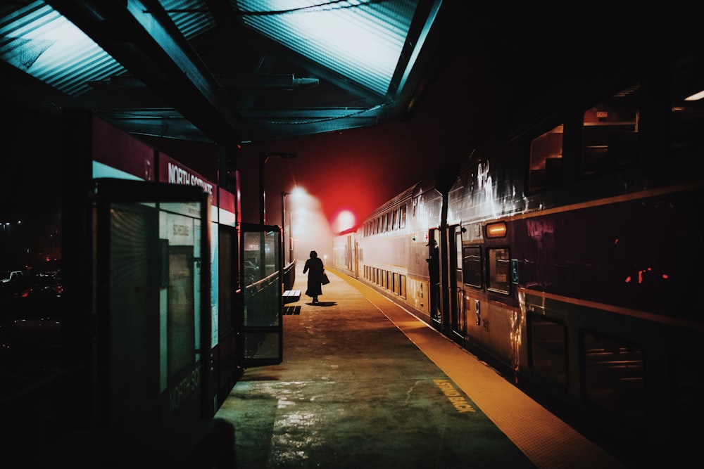 people walking on train station