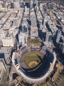 aerial view of san diego petco park during the day