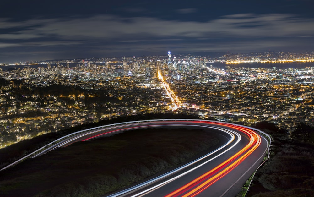 city lights during night time