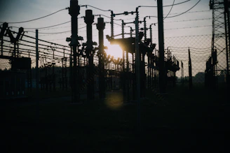 transformer network at dusk
