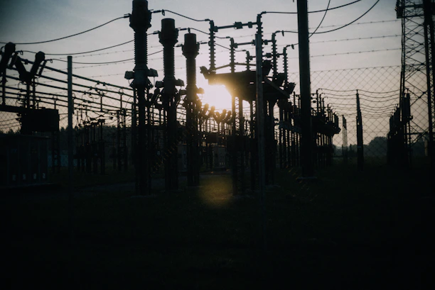 transformer network at dusk