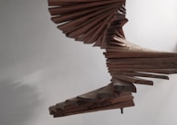 A dynamic sculpture made from reclaimed wood and metal.
