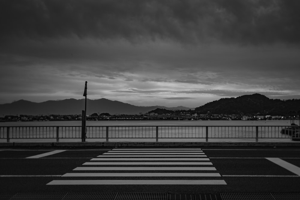 grayscale photo of a dock