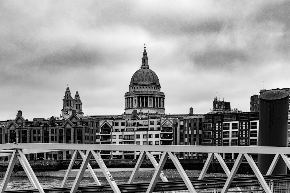 grayscale photo of dome building