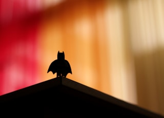 silhouette of bird on top of brown wooden shelf